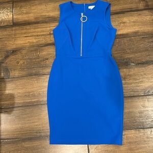 NWT Calvin Klein blue dress with zipper accent